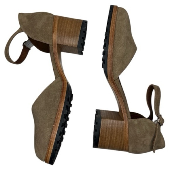 Patina by Portland Leather Suede Mary Jane Block Heel Shoes Taupe Size 10 - Picture 6 of 12